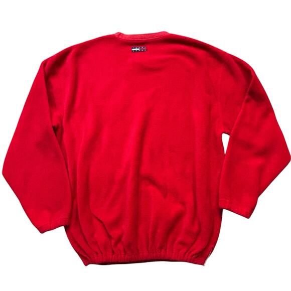 Vintage 90s Tommy Hilfiger Red XXL Fleece Crewneck Sweatshirt Elastic Hem Men’s - Picture 5 of 6
